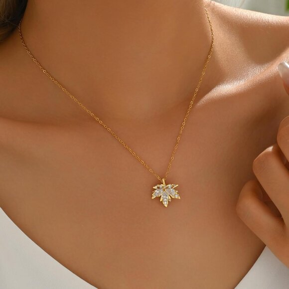 Luxurious Gold Plated Necklace with Whimsical Cubic Zirconia Charms - Gift Boxed - Picture 4 of 7